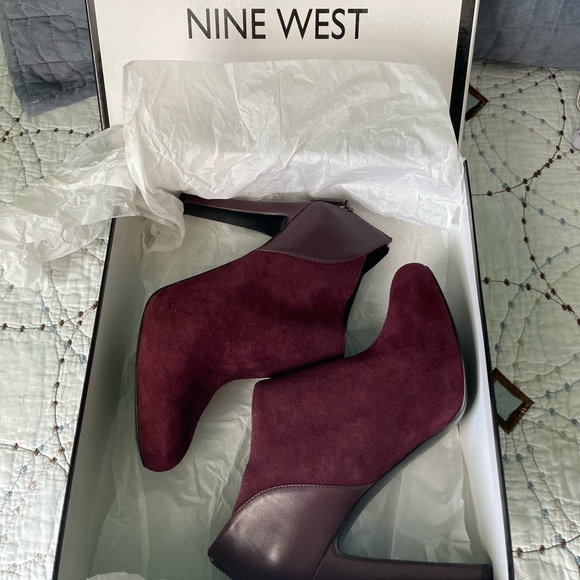 Nine West Shoes - NINE WEST 'Brienne' High Heel Wine Suede Booties, Shooties 7.5M like-new in box